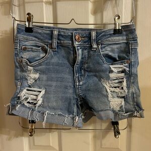 Distressed Blue Jean Shorts